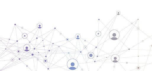 Wall Mural - network background. connections with points, lines, and people icons. vector technology background