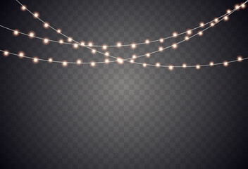 Aufkleber - Christmas lights are isolated. Glowing lights for Xmas Holiday cards, banners, posters, and web design. String garlands decorations.