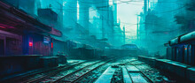 Artistic Concept Illustration Of A Futuristic Metro Station, Background Illustration.