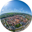 Die kreisfreie Stadt Kaufbeuren im Luftbild - Little Planet-Ansicht, freigestellt