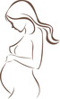 Beautiful pregnant woman. Simple line sketch. 
