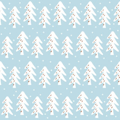 Wall Mural - Vector seamless pattern with hand drawn Christmas trees