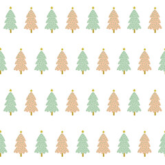 Wall Mural - Vector seamless pattern with hand drawn Christmas trees