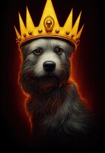  Epic Royal Dog With Crown Digital Oil Painting Illustration Arts