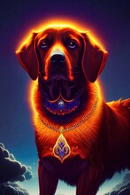  Epic Royal Dog With Crown Digital Oil Painting Illustration Arts