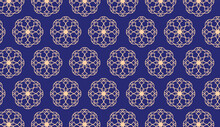 Abstract Luxury Elegant Peach And Royal Blue Floral Seamless Pattern