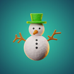 Premium Christmas snowman icon 3d rendering on isolated background