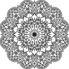 Wall Mural - Anti-stress coloring book page for adults.Oriental mystical pattern.Yoga mandala.