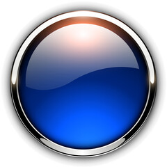 Poster - Glossy button, blue with metallic elements.