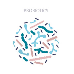 probiotics, bacteria logo, bifidobacteria. live microorganisms that help normalize functioning of in