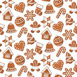 Christmas gingerbread seamless pattern. 