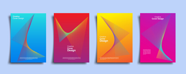 Wall Mural - Minimal futuristic cover design. Creative colorful gradient design. Future geometric patterns, vector, abstract. Eps10 vector set.