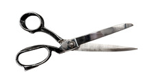 Old Vintage Tailor Or Seamstress Scissors Isolated On White Background. Scissors Isolate