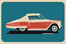 Vintage Car Isolated On A Blue Background With A Space For Text