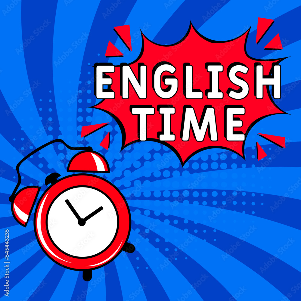 Vector de Stock Comic book explosion with text English Time, vector ...