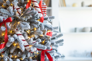 Wall Mural - Christmas background - baubles and branch of spruce tree