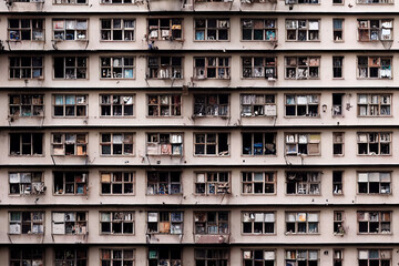 Building facade apartment block windows pattern