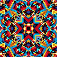 Blue Red And Yellow Kaleidoscope Pattern Generated By AI