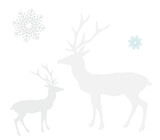 Fototapeta Sypialnia - Deer and Snowfall isolated on transparent background.for Christmas Winter design.