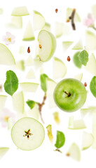  Green Apple Slice and Leaf Collection