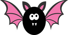 Cute Bat With Pink Wings Isolated On A White Background