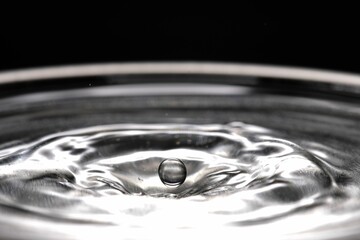 Canvas Print - Macro shot of splashing water drop, grayscale shot