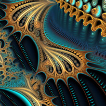 Fantasy Ornament Form In Pastel Colors, Surrealistic Relief Surface, Abstract Fractal Effect, Filigree Organic Shape, Generative Ai
