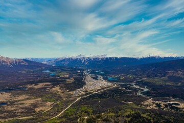 Poster - Landscape with Whistlers mountain and lush greenery in the Jasper National Park Of Canada