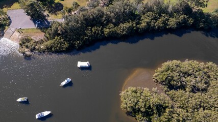 Sticker - Woronora River surrounded by lush greenery in Sutherland Shire, Sydney, New South Wales, Australia