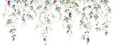 Fototapeta Kwiaty - watercolor arrangements with flowers lavender. bouquets with wildflowers, leaves, branches. Botanic wallpaper