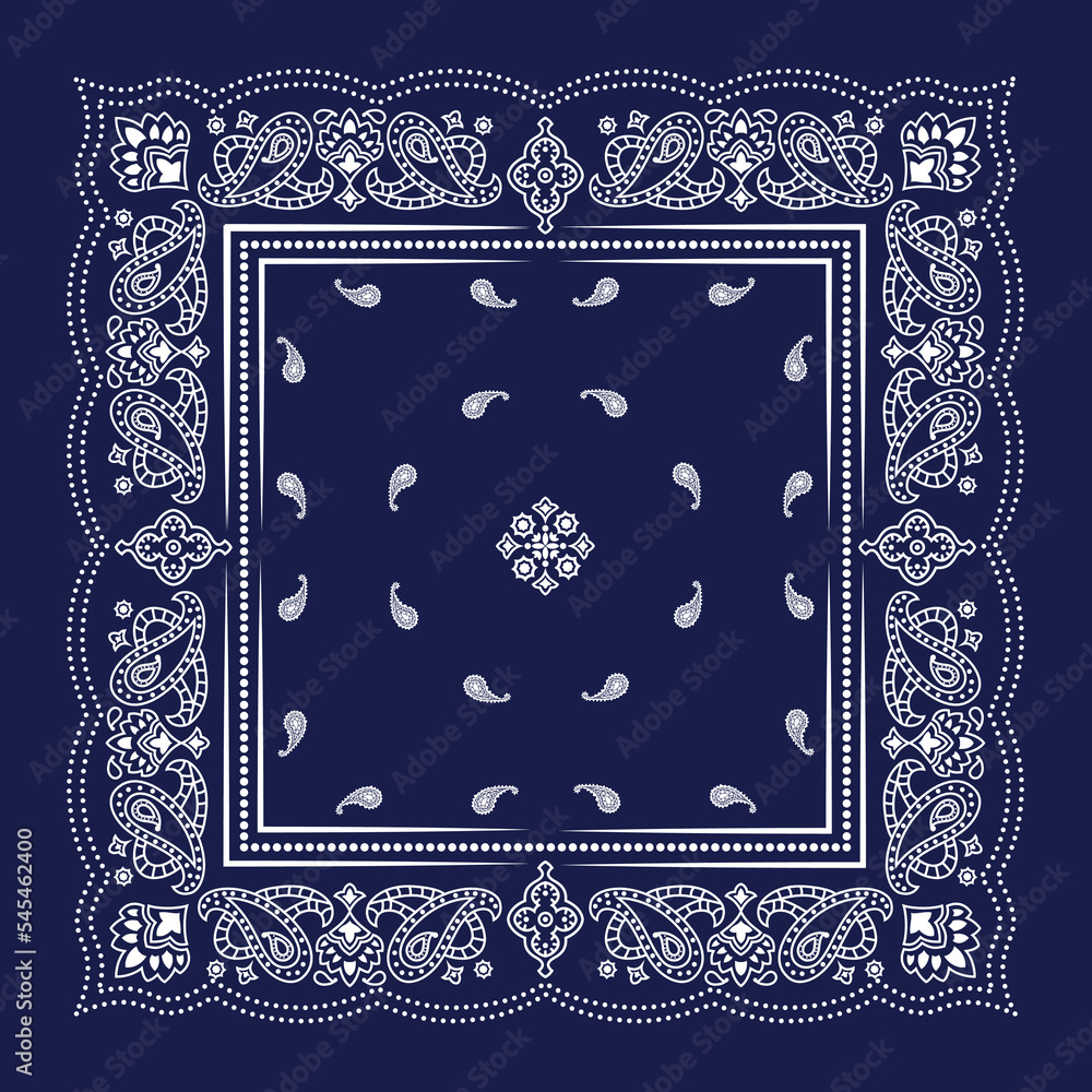 Hand drawn modern cashmere paisley bandana print pattern Stock Vector