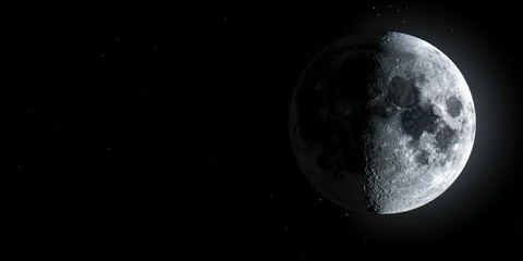 Sticker - 3D rendered full moon in the night sky