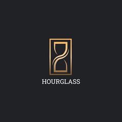 minimalist hourglass logo luxury gold vector design