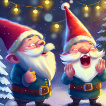 Gnomes Singing Christmas Carol