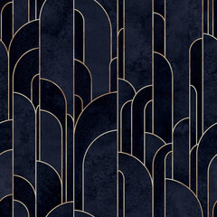 Art deco style geometric forms seamless pattern background