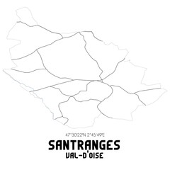  SANTRANGES Val-d'Oise. Minimalistic street map with black and white lines.