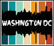 Washington Dc Washington USA Skyline Sunset Travel Souvenir Sticker Logo Badge Stamp Emblem Coat of Arms Vector Illustration EPS