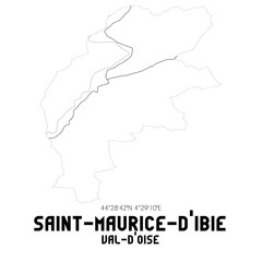  SAINT-MAURICE-D'IBIE Val-d'Oise. Minimalistic street map with black and white lines.