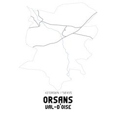 Naklejka na meble ORSANS Val-d'Oise. Minimalistic street map with black and white lines.