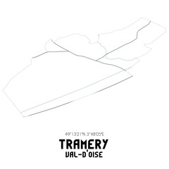  TRAMERY Val-d'Oise. Minimalistic street map with black and white lines.