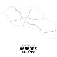 Naklejka na meble MENADES Val-d'Oise. Minimalistic street map with black and white lines.