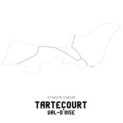 Naklejka na meble TARTECOURT Val-d'Oise. Minimalistic street map with black and white lines.