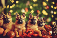 German Shepherd Puppies Christmas