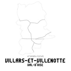 Naklejka na meble VILLARS-ET-VILLENOTTE Val-d'Oise. Minimalistic street map with black and white lines.
