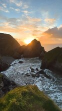 Nohoval Cove, Waves Crashing At Sunrise, Vertical Video