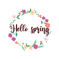  Beautiful flat design spring background with flowers