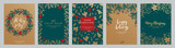 Fototapeta Pokój dzieciecy - Christmas card set - hand drawn floral flyers. Lettering with Christmas decorative elements.