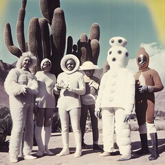 Religious sect meeting in the desert, image generated with Artificial Intelligence