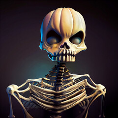 Wall Mural - Ai generated Halloween skeletal being 