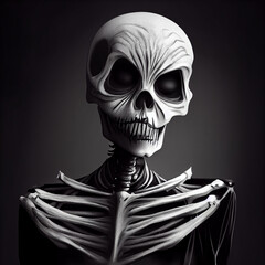 Wall Mural - Ai generated Halloween skeletal being 